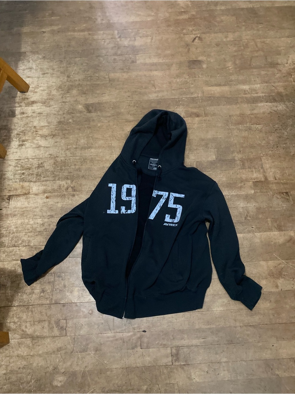 Avirex Black Zip Hoodie with 1975 Graphic